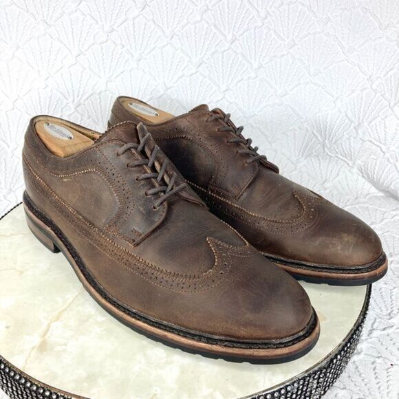 Frye Shoes Men Size 12 Brown Distressed Leather James Wingtip Attractive Oxfords - Picture 2 of 12